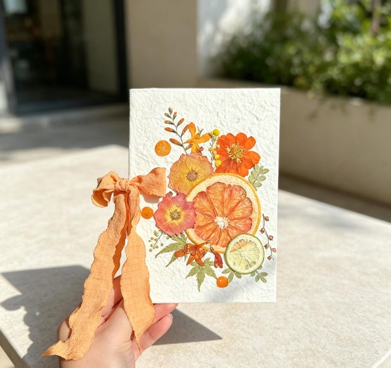 Gepresste Blumen Gelübdebücher für Hochzeitszeremonie, Herbstdesign Braut Bräutigam, 20x15 cm