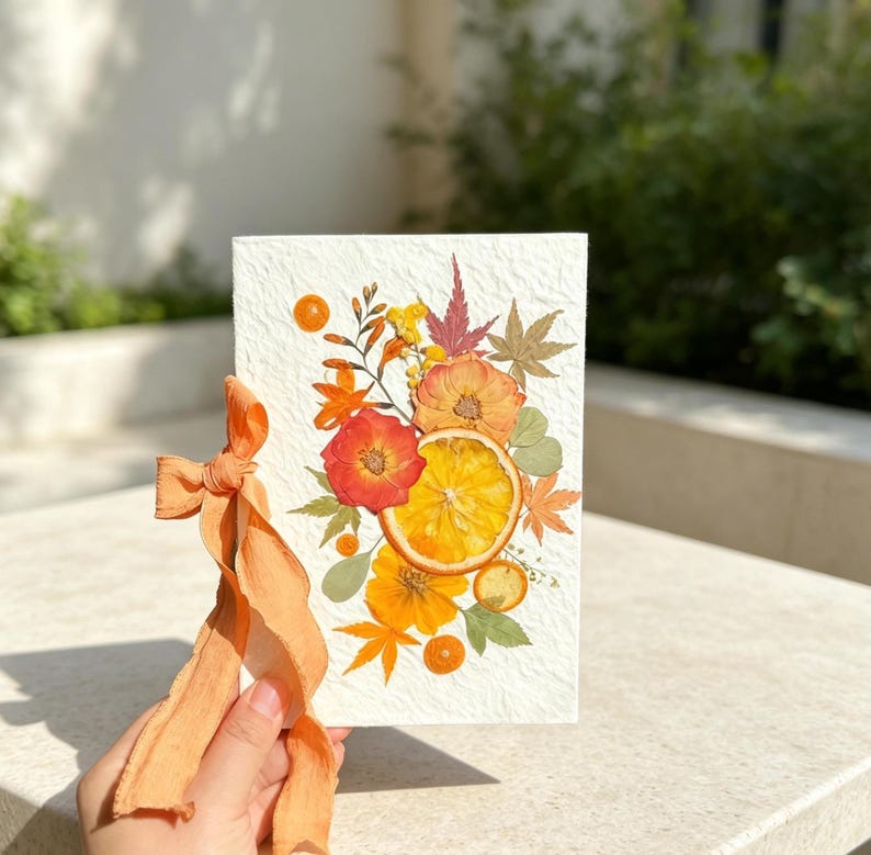 Gepresste Blumen Gelübdebücher für Hochzeitszeremonie, Herbstdesign Braut Bräutigam, 20x15 cm
